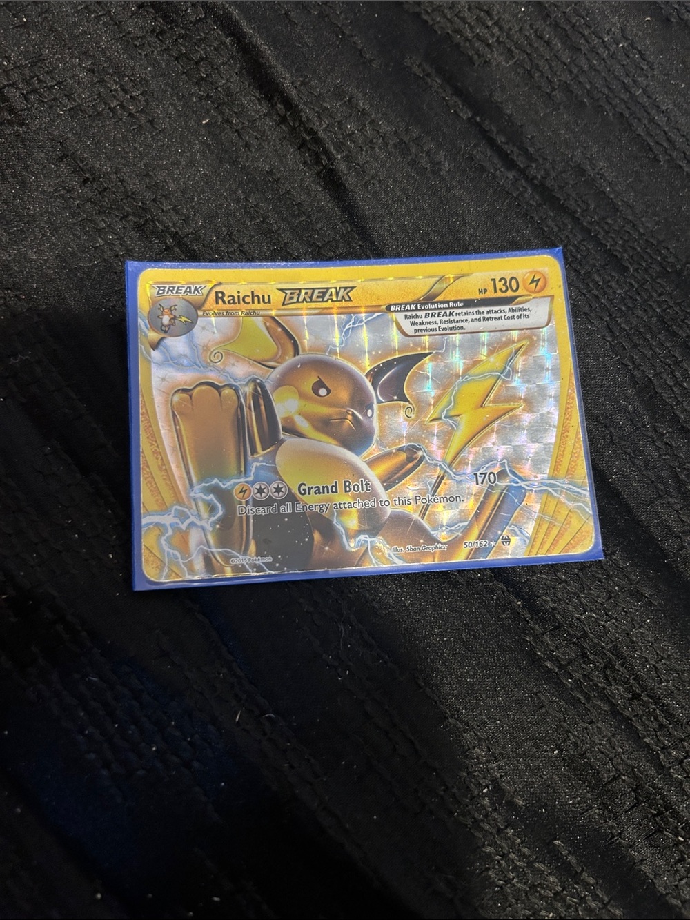 Pokemon Raichu BREAK Holographic Card - Yellow and Blue